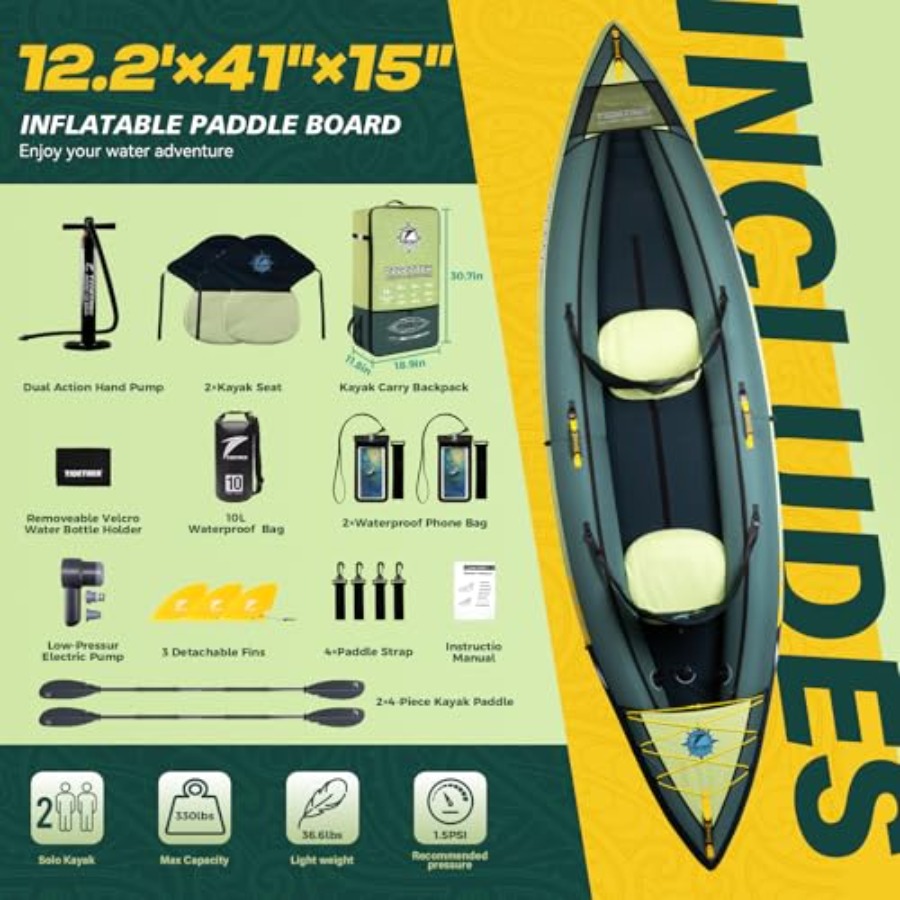 Inflatable Touring Kayak For L - Fishing Kayak Seat recension och pris