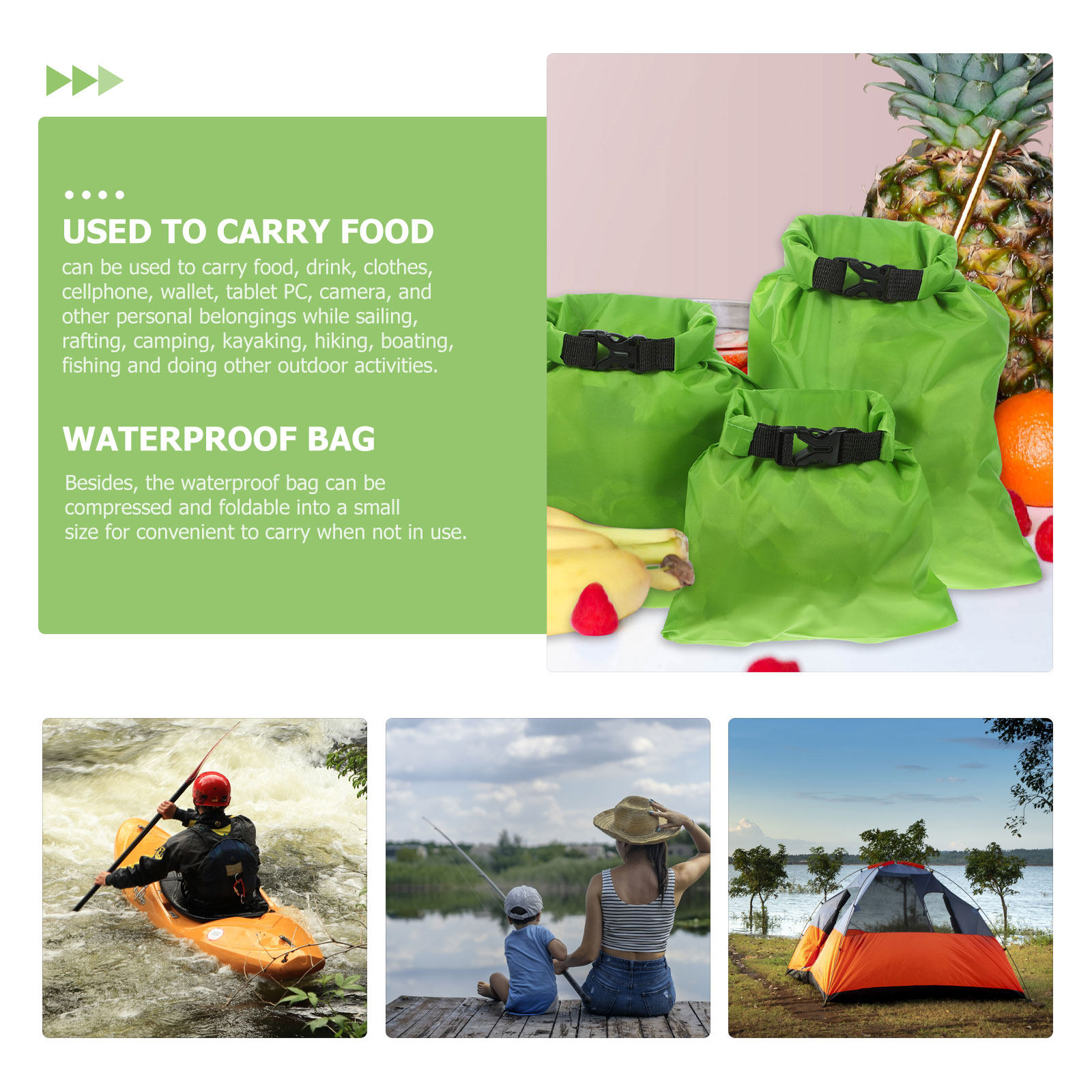 3Pcs Outdoor Waterproof Dry Ba - Fishing Kayak Storage Bag recension och pris