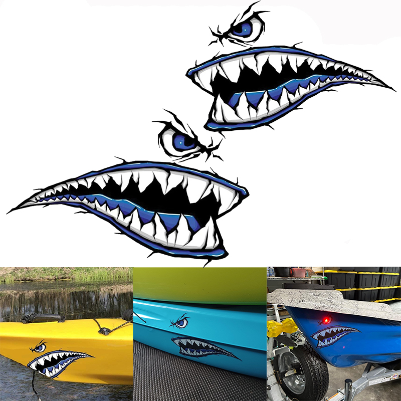 2PCS Shark Teeth Mouth Boat St - Fishing Kayak Sit On Top recension och pris